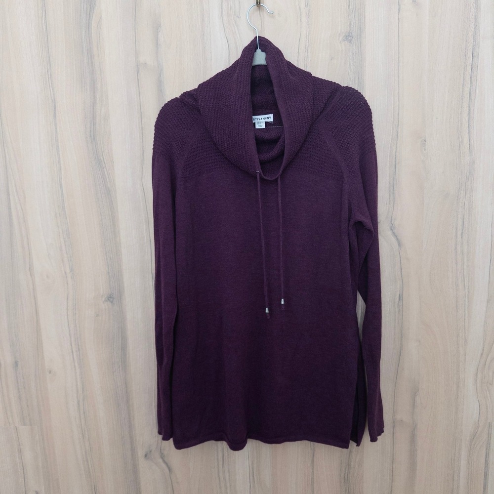 Artisan NY Womens Sweater XL Burgundy Cowl Neck Fall Cozy Loungewear Athleisure